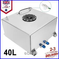 10 GAL 40 Litre Fuel Cell Tank withSensor+ Foam AN10 Fitting Polished Aluminium