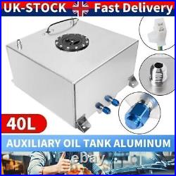 10 GAL 40 Litre Fuel Cell Tank withSensor+ Foam AN10 Fitting Polished Aluminium