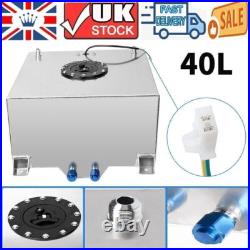 10 GAL 40 Litre Fuel Cell Tank withSensor+ Foam AN10 Fitting Polished Aluminium