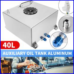 10 GAL 40 Litre Fuel Cell Tank withSensor+ Foam AN10 Fitting Polished Aluminium UK