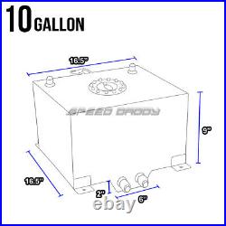 10 Gallon/38l Aluminum Fuel Cell Tank+feed Line Kit+30 Micron Gas Filter Silver
