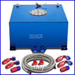 10 Gallon/38l Blue Aluminum Fuel Cell Gas Tank+level Sender+steel Oil Feed Kit