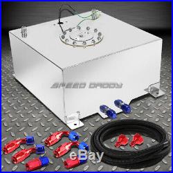 10 Gallon Polished Aluminum Fuel Cell Tank+cap+level Sender+nylon Fuel Line Kit