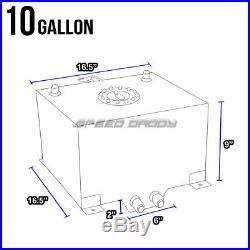 10 Gallon Polished Aluminum Fuel Cell Tank+cap+level Sender+nylon Fuel Line Kit