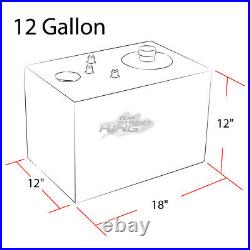 12 Gallon Lightweight Polished Aluminum Gas Fuel Cell Tank+ Sender 17.75x12x12