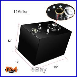 12 Gallon Top Feed Aluminum Fuel Cell/Gas Tank+Level Sender+Cap Black Coated