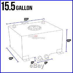 15.5 Gallon/58l Aluminum Fuel Cell Tank+oil Feed Line+pressure Regulator Black