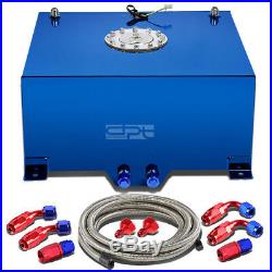 15.5 Gallon/58l Blue Aluminum Fuel Cell Tank+level Sender+steel Oil Feed Kit