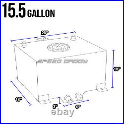 15.5 Gallon/59l Black Coat Aluminum Fuel Cell Tank+level Sender+45 Filler Neck