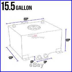 15.5 Gallon Aluminum Fuel Cell Tank+cap+oil Feed Line+pressure Regulator Black