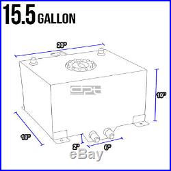 15.5 Gallon Aluminum Fuel Cell Tank+cap+oil Feed Line+pressure Regulator Blue