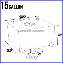 15 Gallon/57l Black Coat Aluminum Racing/drift Fuel Cell Tank+cap+level Sender