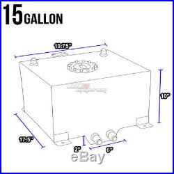 15 Gallon Black Aluminum Fuel Cell Gas Tank+cap+level Sender+nylon Oil Feed Kit