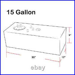 15 Gallon Lightweight Polished Aluminum Gas Fuel Cell Tank+ Sender 30x9x12