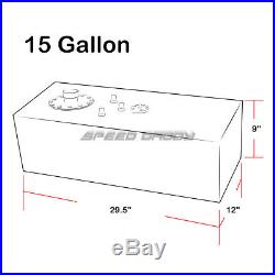 15 Gallon Top-feed Aluminum Fuel Cell Gas Tank+cap+level Sender+steel Line Kit