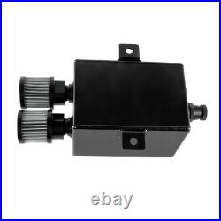 2.0L 2 x 12AN Oil Breather Catch Tank + Filter & Drain Aluminium Black