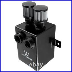 2.0L 2 x 12AN Universal oil breather catch tank + filter + drain Alu black