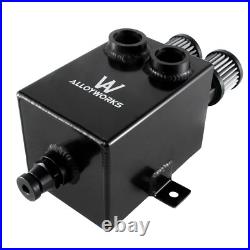 2.0L 2 x 12AN Universal oil breather catch tank + filter + drain Alu black