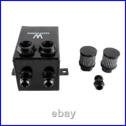 2.0L 2 x 12AN Universal oil breather catch tank + filter + drain Alu black