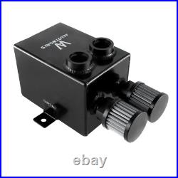 2.0L 2 x 12AN Universal oil breather catch tank + filter + drain Alu black