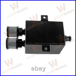 2.0L 2 x 12AN Universal oil breather catch tank + filter + drain Aluminium black