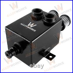 2.0L 2 x 12AN oil breather catch tank + filter&drain Alu black 2.0L 2 x 12AN oil breather catch tank + filter&drain Alu black
