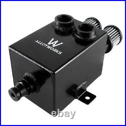 2.0L 2 x 12AN oil breather catch tank + filter&drain Aluminium black NEW UK