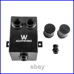 2.0L 2 x 12AN oil breather catch tank + filter&drain Aluminium black NEW UK