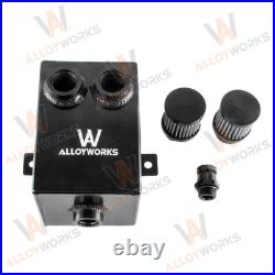 2.0L 2 x 12AN oil breather catch tank + filter&drain Aluminium black UK NEW