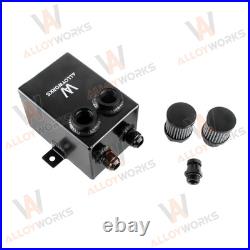 2.0L 2x12AN Universal oil breather catch tank+Filter+drain Aluminium black NEW