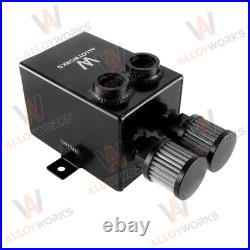 2.0L 2x12AN Universal oil breather catch tank+Filter+drain Aluminium black NEW