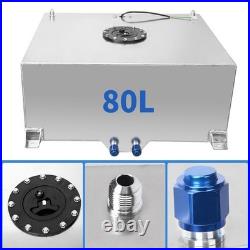 20 GAL 80 Litre Fuel Cell Tank withSensor+ Foam AN10 Fitting Polished Aluminium UK