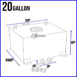 20 Gallon/76l Lightweight Black Coated Aluminum Gas Fuel Cell Tank+level Sender