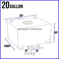 20 Gallon Aluminum Fuel Cell Tank+cap+feed Line Kit+30 Micron Gas Filter Silver