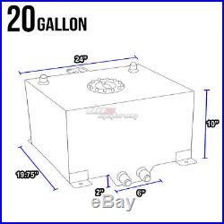 20 Gallon Aluminum Fuel Cell Tank+cap+oil Feed Line+11 Pressure Regulator Black