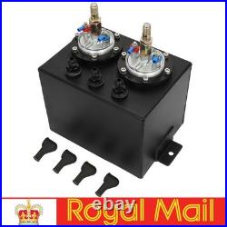 3L Black Dual Billet Fuel Surge Tank + 2 Pcs External 044 Fuel Pumps Universal