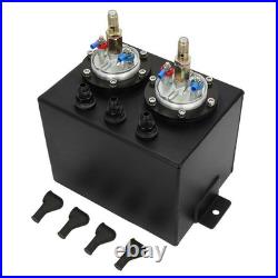 3L Black Dual Billet Fuel Surge Tank + 2 Pcs External 044 Fuel Pumps Universal