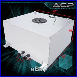 60L / 15 Gallons Aluminum Fuel Cell Tank with Black Cap + Oil Line 10AN Fitting