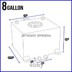 8 Gallon/30.5l Polished Aluminum Fuel Cell Tank+level Sender+nylon Fuel Line Kit
