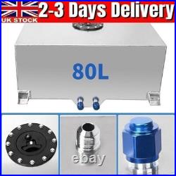 80L 20Gallon Aluminum Fuel Cell Surge Tank With Sensor Cap & Foam Silver Universal