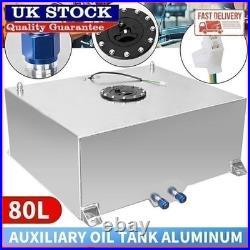 80L 20Gallon Aluminum Fuel Cell Surge Tank With Sensor Cap & Foam Silver Universal