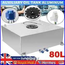 80L 20Gallon Aluminum Fuel Cell Surge Tank With Sensor Cap & Foam Silver Universal
