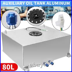 80L 20Gallon Aluminum Fuel Cell Surge Tank With Sensor Cap & Foam Silver Universal