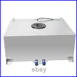 80L 20Gallon Aluminum Fuel Cell Surge Tank With Sensor Cap & Foam Silver Universal