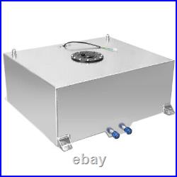 80L 20Gallon Aluminum Fuel Cell Surge Tank With Sensor Cap & Foam Silver Universal