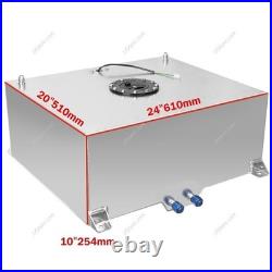 80L 20Gallon Aluminum Fuel Cell Surge Tank With Sensor Cap & Foam Silver Universal