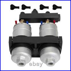 AN6 Dual Bracket+2PCS 044 High Flow Fuel Pump Filter Swirl Surge Pot Tank Black