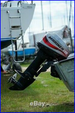 Aluminium boat + Mariner 15hp 2 stroke outboard + fuel tank + Road trailer