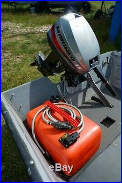 Aluminium boat + Mariner 15hp 2 stroke outboard + fuel tank + Road trailer