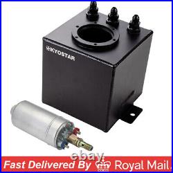 Aluminum 2L Racing Car AN6 Swirl Fuel Surge Pot Tank With 044 Fuel Pump External